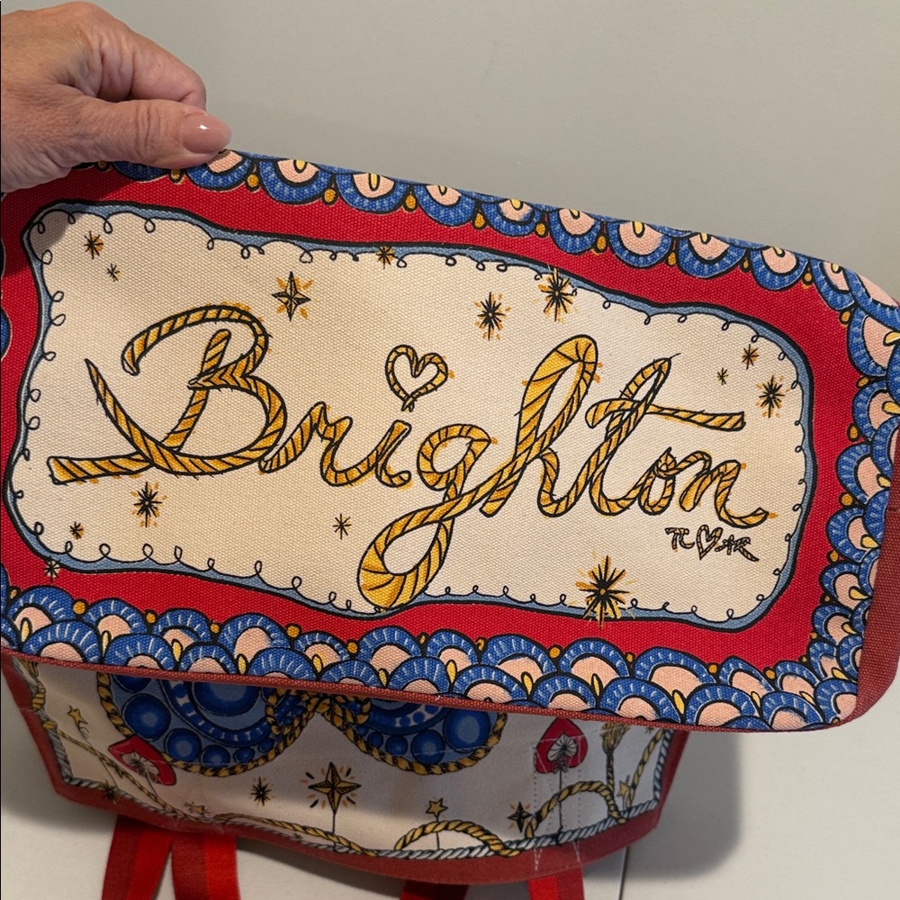NWOT Brighton Multicolor Artistic Holiday Love Canvas Tote Fun Playful Oversized - Picture 10 of 10